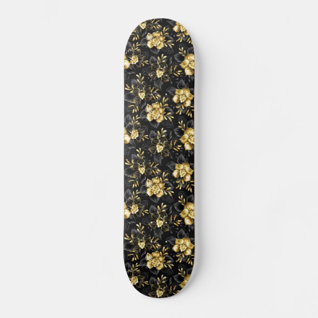 Seamless with jewellery orchids skateboard (Front)