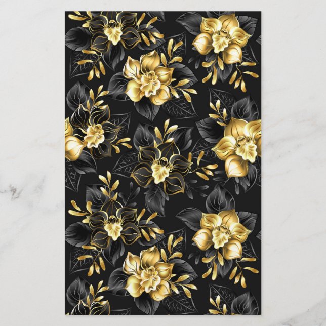 Seamless with jewellery orchids stationery (Front)