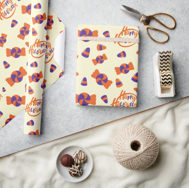 Seamless Wrapping Paper with Halloween Candy Corns (Crafts)