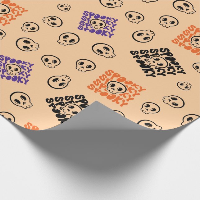 Seamless Wrapping Paper with Skulls for Halloween (Corner)