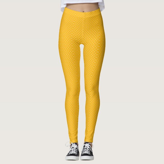 Seamless yellow-orange  polka dot  pattern  leggings (Front)