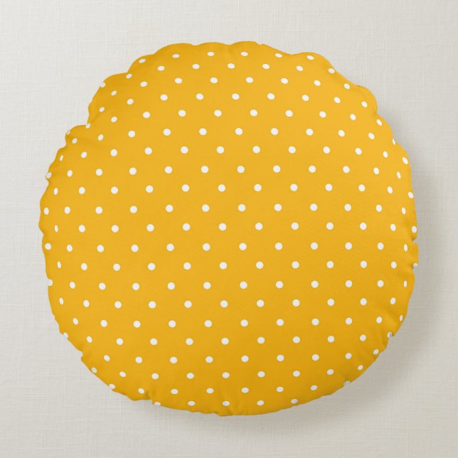Seamless yellow-orange  polka dot  pattern  round cushion (Front)