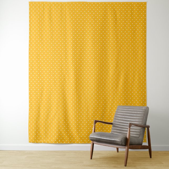 Seamless yellow-orange  polka dot  pattern  tapestry (In Situ)