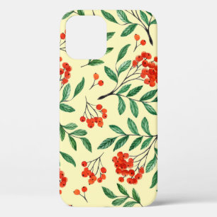 Seamless yellow pattern with rowan. Watercolor han iPhone 12 Case