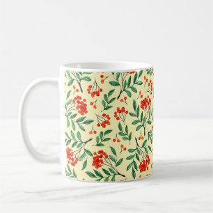 Seamless yellow pattern with rowan. Watercolor han Coffee Mug