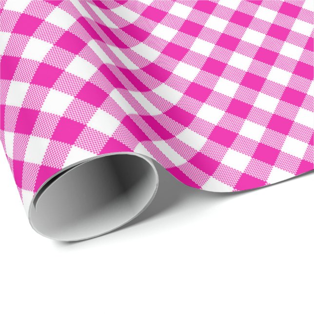 Seams Match: Pink and White Gingham Wrapping Paper (Roll Corner)