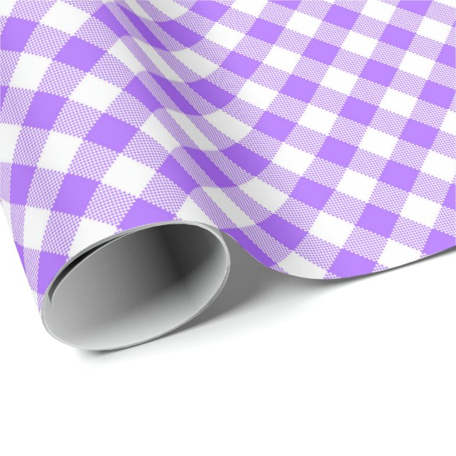 Seams Match: Purple n White Gingham Wrapping Paper (Roll Corner)