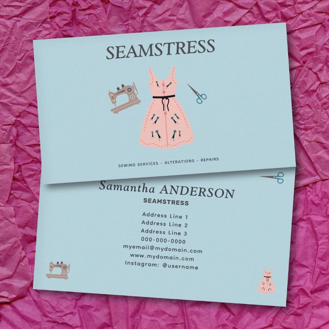 Seamstress & Alterations Services Business Card (Seamstress & Alterations Services Business Card)