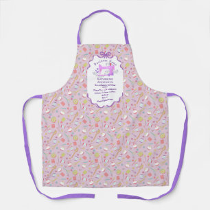 Seamstress Business Sewing Machine Pink Apron