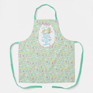 Seamstress Business Sewing Machine Pink Teal Apron