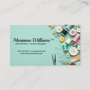Seamstress   Buttons Spool Thread Business Card