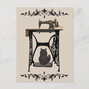 Seamstress Cats Lovers - Vintage Sewing Machine Postcard