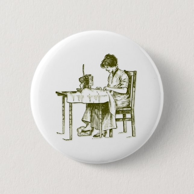Seamstress design 6 cm round badge (Front)