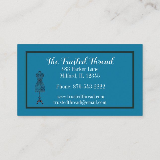 Seamstress Dressmaker Fabric Mannequin Scissors Bu Business Card (Back)
