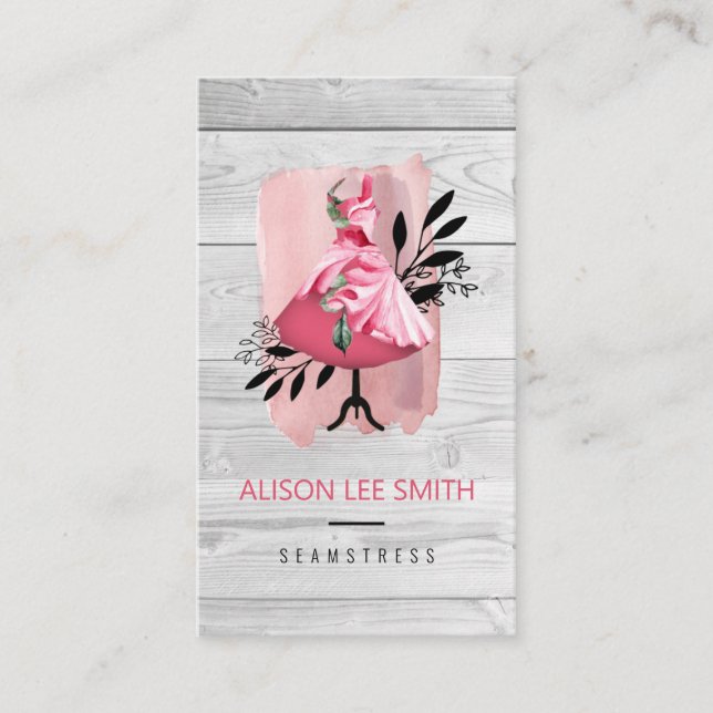 Seamstress Hand sewn Dressmaker Business Card (Front)