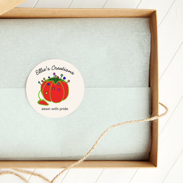 Seamstress Red Pin Cushion Seamstress Classic Roun Round Sticker (Creator Uploaded)