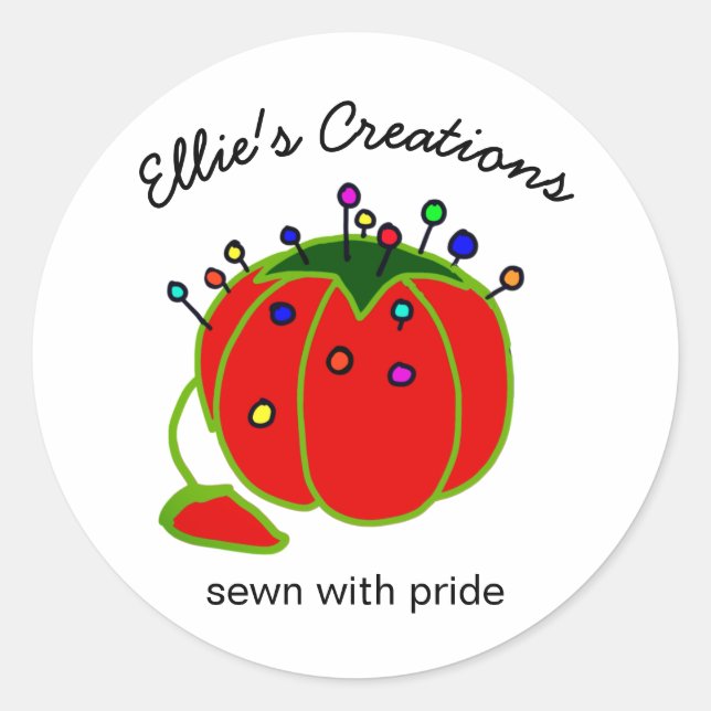 Seamstress Red Pin Cushion Seamstress Classic Round Sticker (Front)