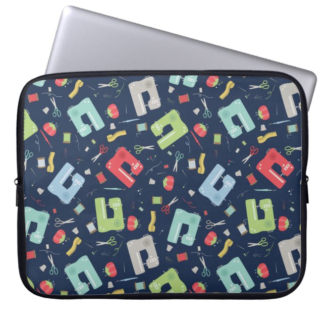 Seamstress Sewing Machine Sewing Notions Pattern Laptop Sleeve (Front)