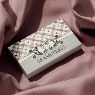 Seamstress Sewing Studio Decorated Button Card