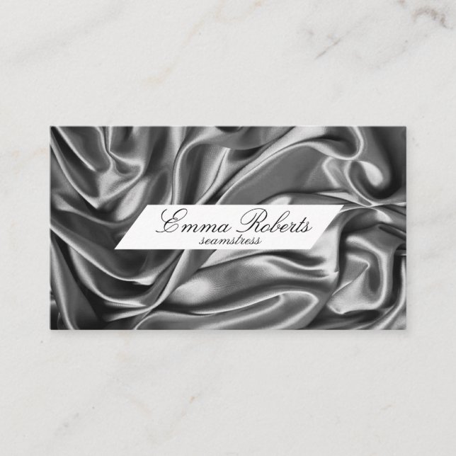 Seamstress Silver Cloth Business Card (Front)