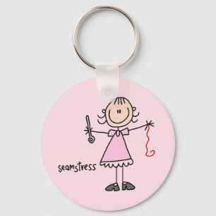 Seamstress Stick Figure Key Ring