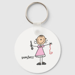Seamstress Stick Figure Key Ring