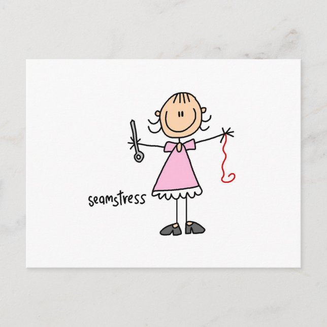 Seamstress Stick Figure Postcard (Front)
