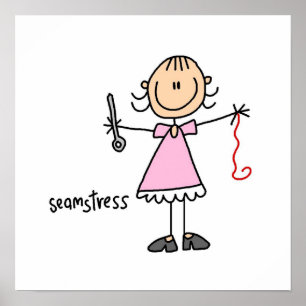 Seamstress Stick Figure Poster