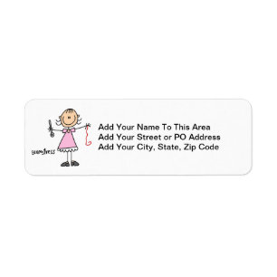Seamstress Stick Figure Return Address Label