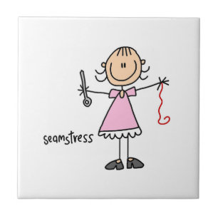 Seamstress Stick Figure Tile