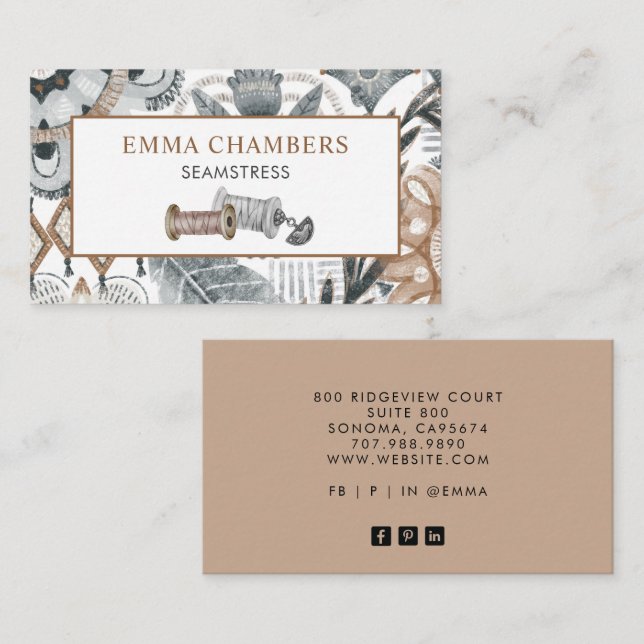 Seamstress Tailor Business Card (Front/Back)