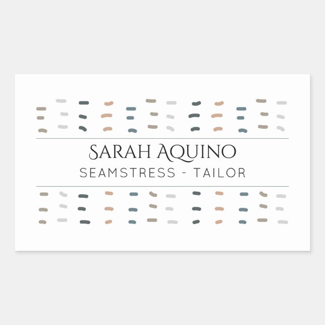 Seamstress Tailor Hand Stitches Pattern Rectangular Sticker (Front)