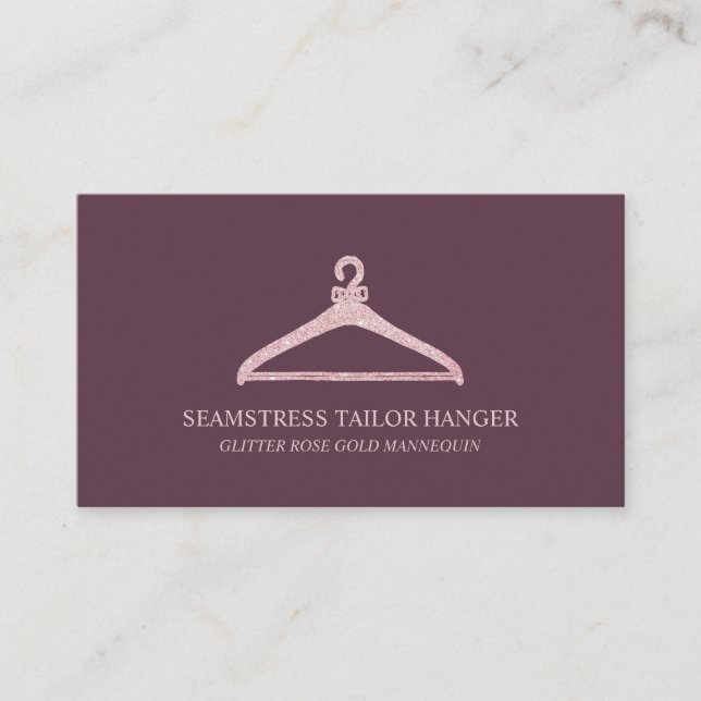 Seamstress Tailor Hanger Burgundy Business Card (Front)