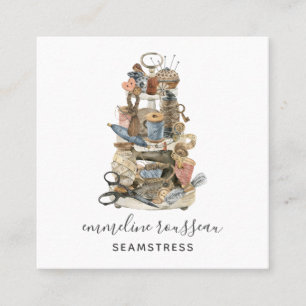 Seamstress Tools Of The Trade Square Business Card