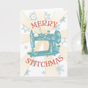 Seamstress vintage sewing machine christmas card