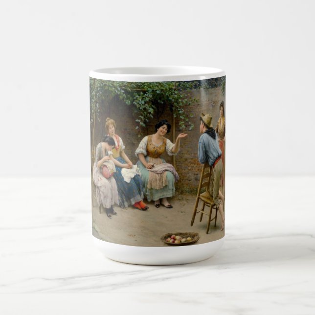 Seamstress Women and a Boy Having a Friendly Chat Coffee Mug (Center)