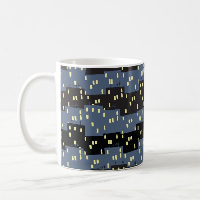 Seanless pattern with a city at night.  coffee mug (Left)
