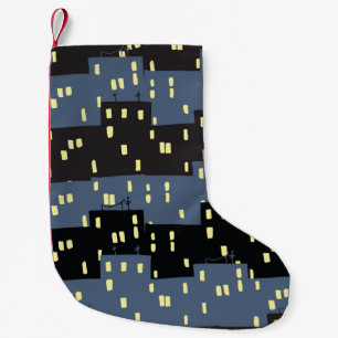 Seanless pattern with a city at night. small christmas stocking