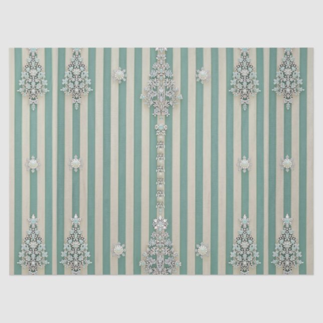 Seaoam Striped Crystal Trees Tissue Paper (Front)