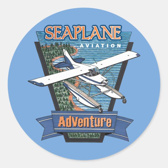 Seaplane Aviation Adventure Classic Round Sticker (Front)