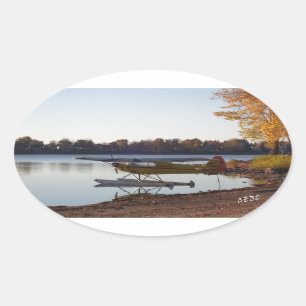 Seaplane by the Lake Oval Sticker