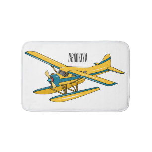 Seaplane cartoon illustration bath mat