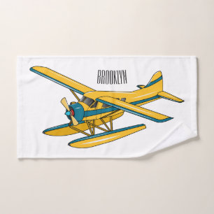 Seaplane cartoon illustration  bath towel set