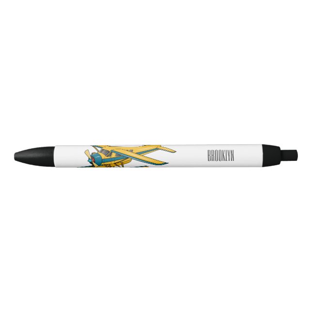 Seaplane cartoon illustration  black ink pen (Front)
