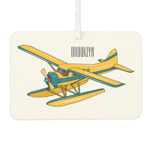 Seaplane cartoon illustration  car air freshener
