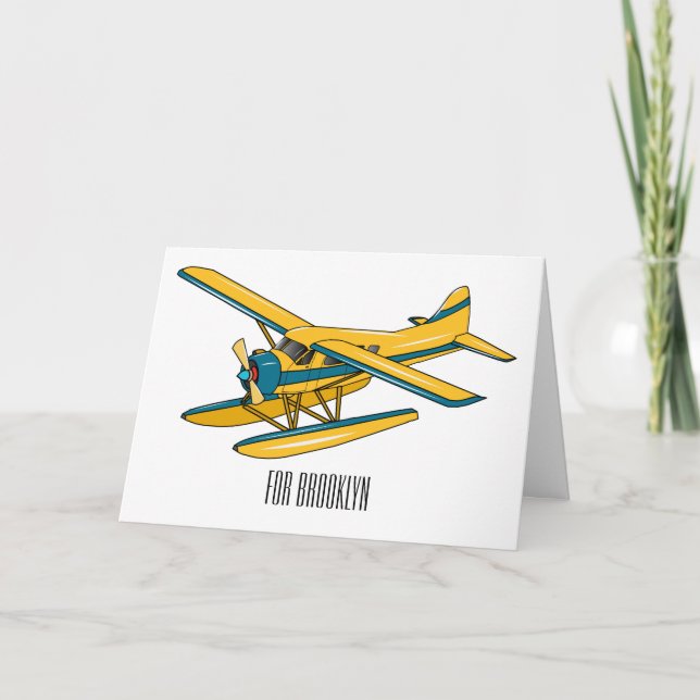 Seaplane cartoon illustration  card (Front)