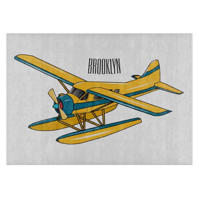Seaplane cartoon illustration  cutting board (Front)