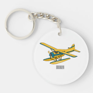Seaplane cartoon illustration  key ring