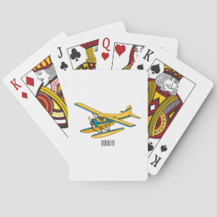 Seaplane cartoon illustration playing cards