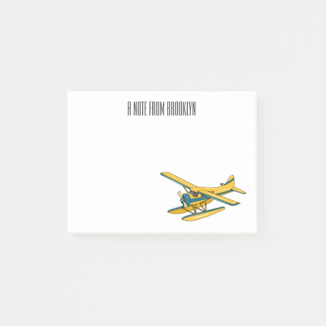 Seaplane cartoon illustration  post-it notes (Front)